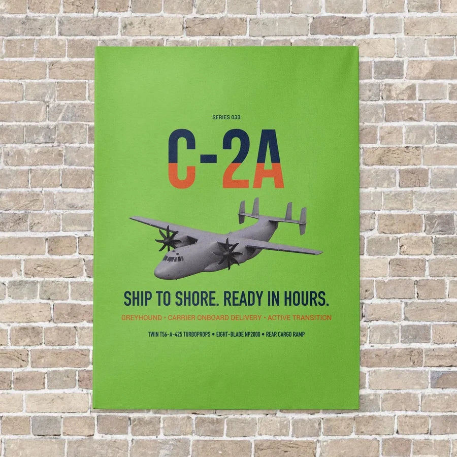 C-2A Greyhound vertical canvas print - no frame - light green background