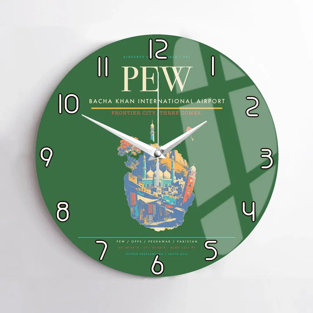 Bacha Khan International Airport PEW Wall-Clock No-Frame - Green