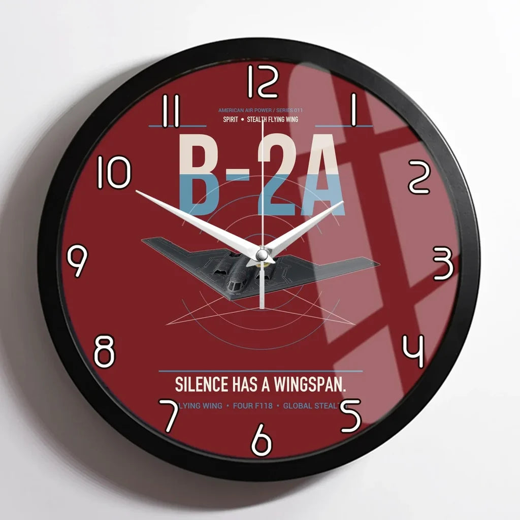 B-2A Spirit design on dark red framed wall clock