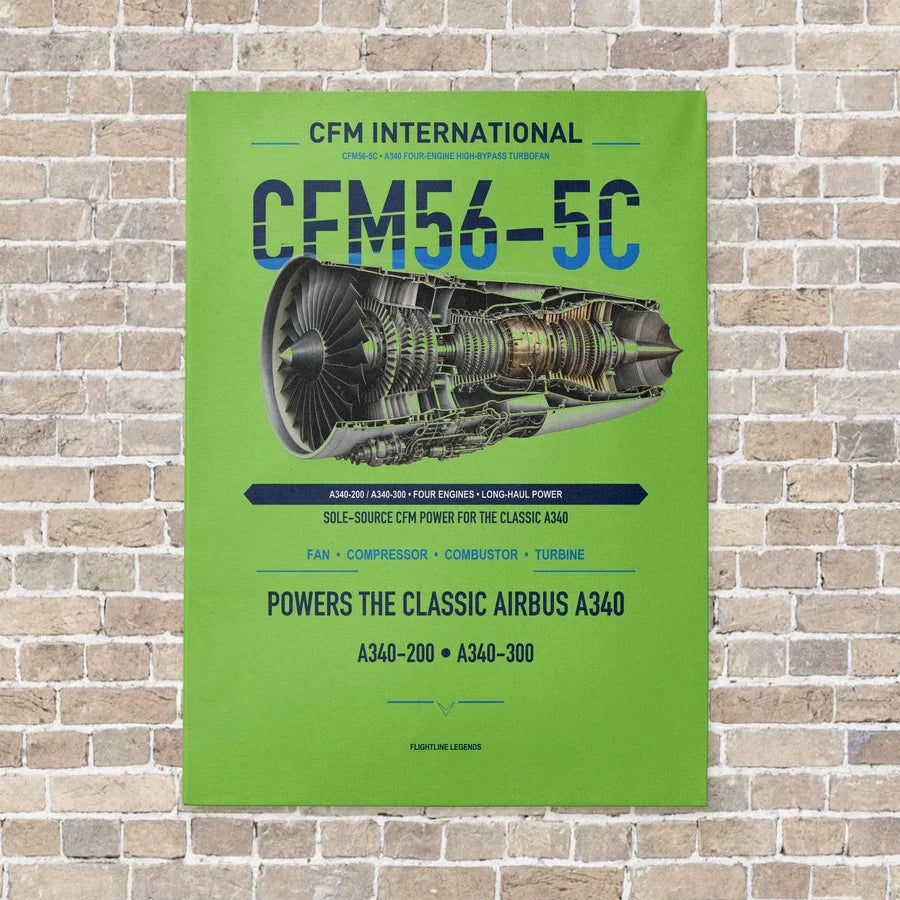 CFM56-5C vertical canvas print - no frame - light green background