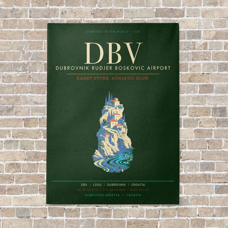 Dubrovnik Ruer Boskovic Airport DBV - Canvas Framed - Dark Green