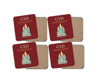 Thumbnail for Heydar Aliyev International Airport (GYD) design on dark red 4 pieces set coaster