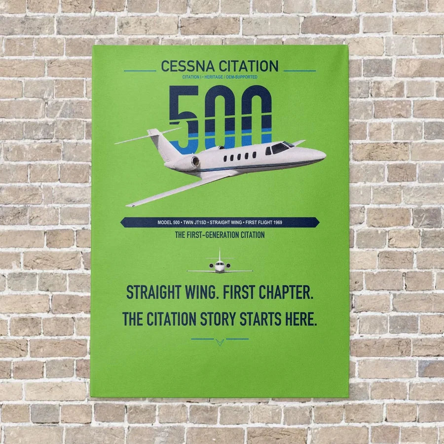 Cessna Citation 500 - Citation I vertical canvas print - no frame - light green background