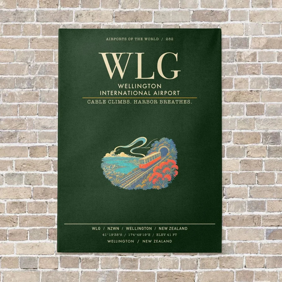 Wellington International Airport WLG - Canvas Framed - Dark Green