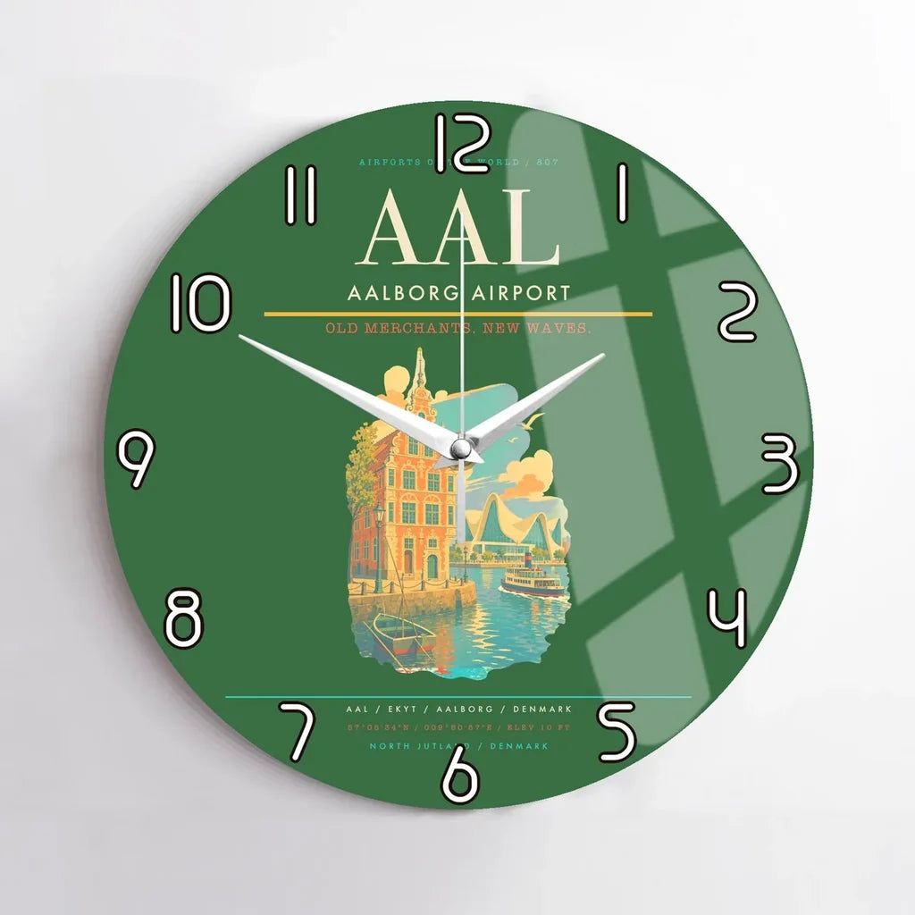 Aalborg Airport AAL Wall-Clock No-Frame - Green