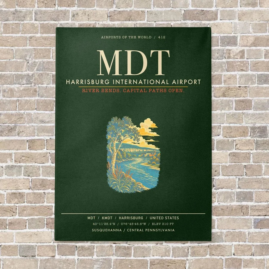 Harrisburg International Airport MDT - Canvas Framed - Dark Green