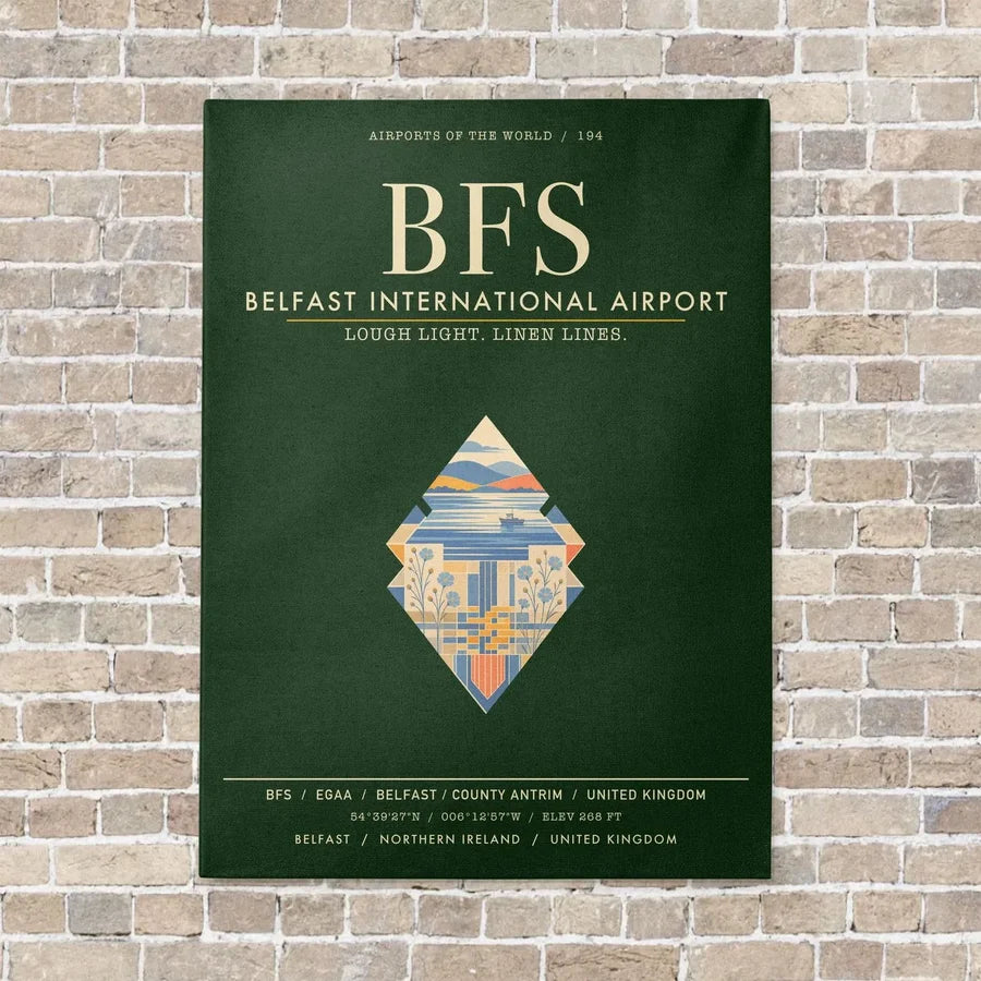 Belfast International Airport BFS - Canvas Framed - Dark Green
