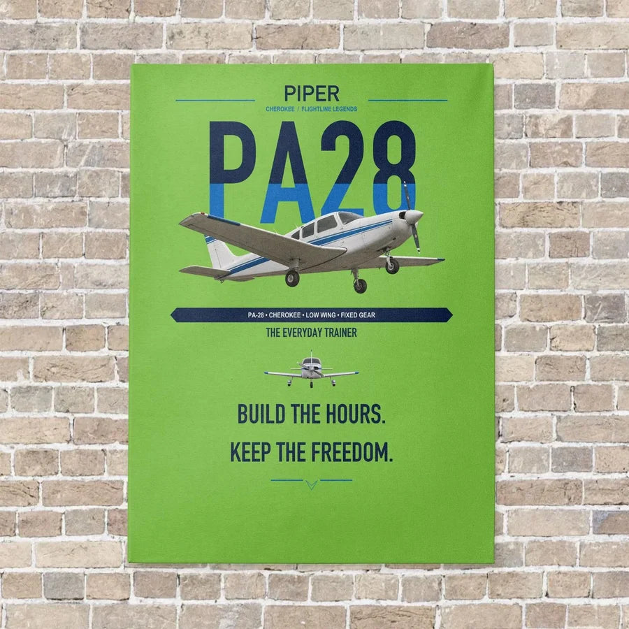 Piper PA-28 Cherokee vertical canvas print - no frame - light green background
