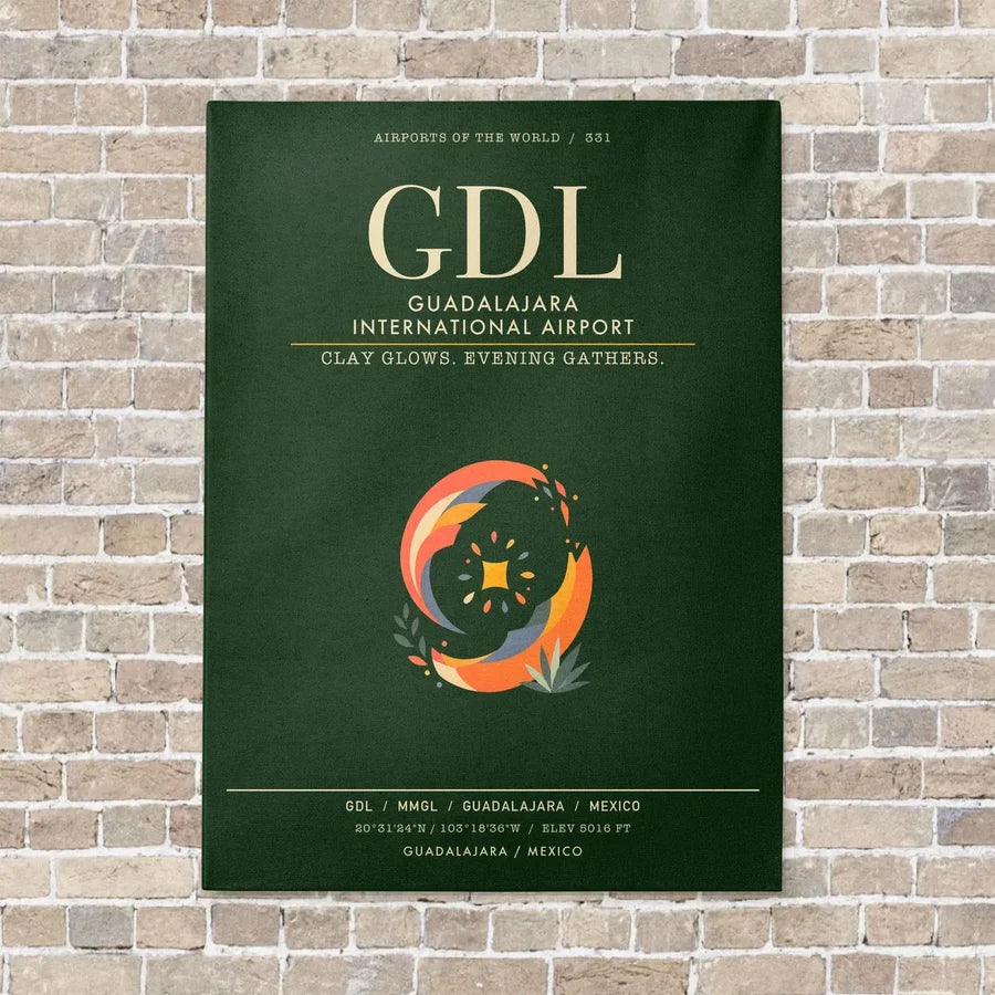 Guadalajara International Airport GDL - Canvas Framed - Dark Green