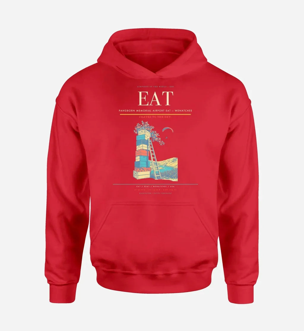 Pangborn Memorial Airport (EAT) design on red hoodie single-side print