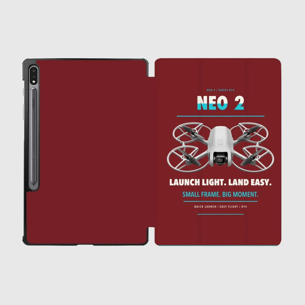 DJI Neo 2 design on dark red samsung tablet tablet case