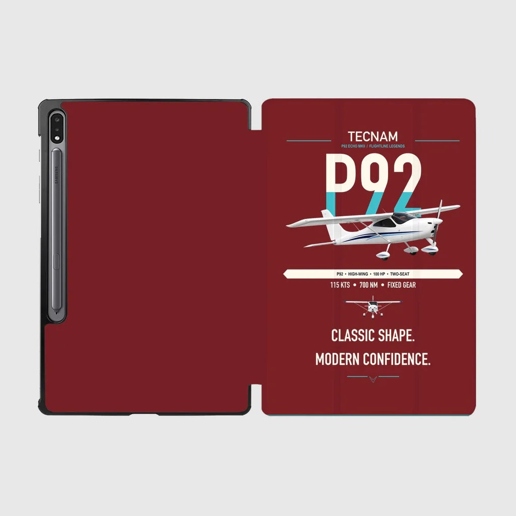 Tecnam P92 Echo MkII design on dark red samsung tablet tablet case