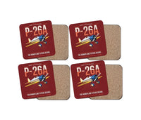 Thumbnail for Boeing P-26A Peashooter design on dark red 4 pieces set coaster