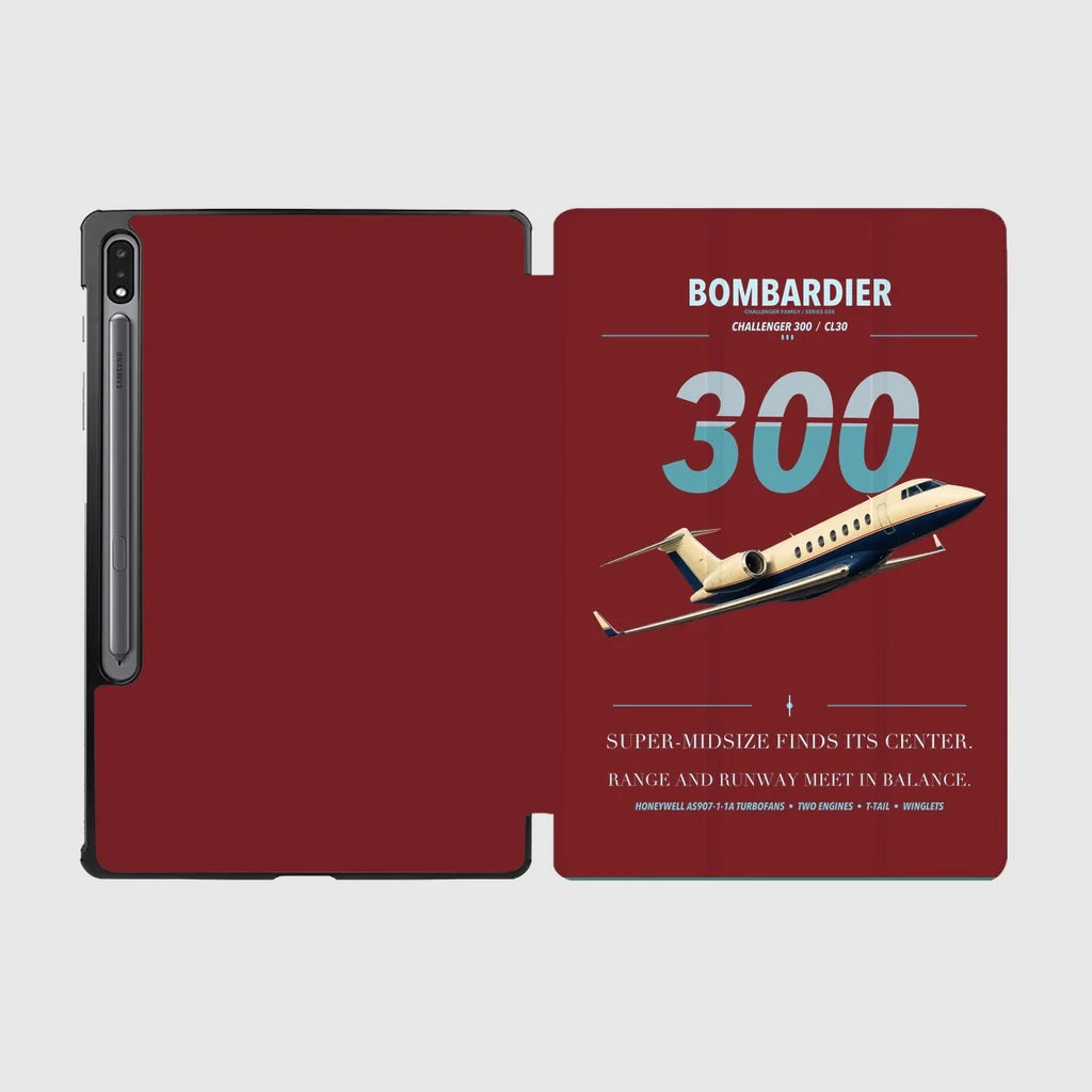 Bombardier Challenger 300 design on dark red samsung tablet tablet case