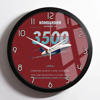 Thumbnail for Bombardier Challenger 3500 design on dark red framed wall clock