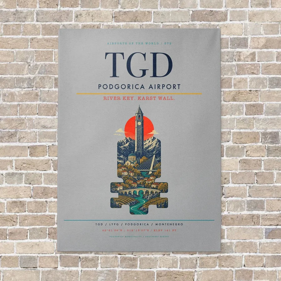 Podgorica Airport TGD - Canvas No Frame - Light Gray