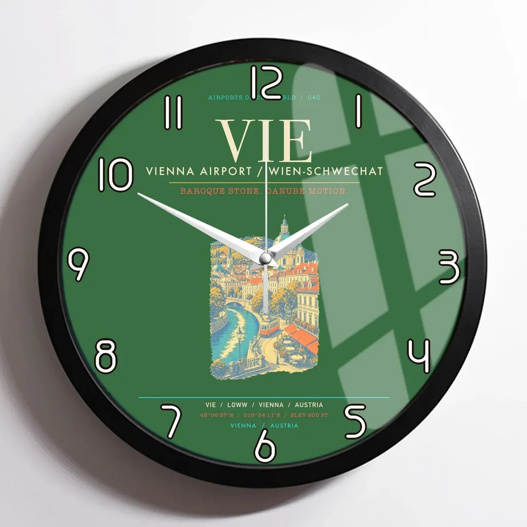 Vienna Airport VIE Wall-Clock Framed - Green