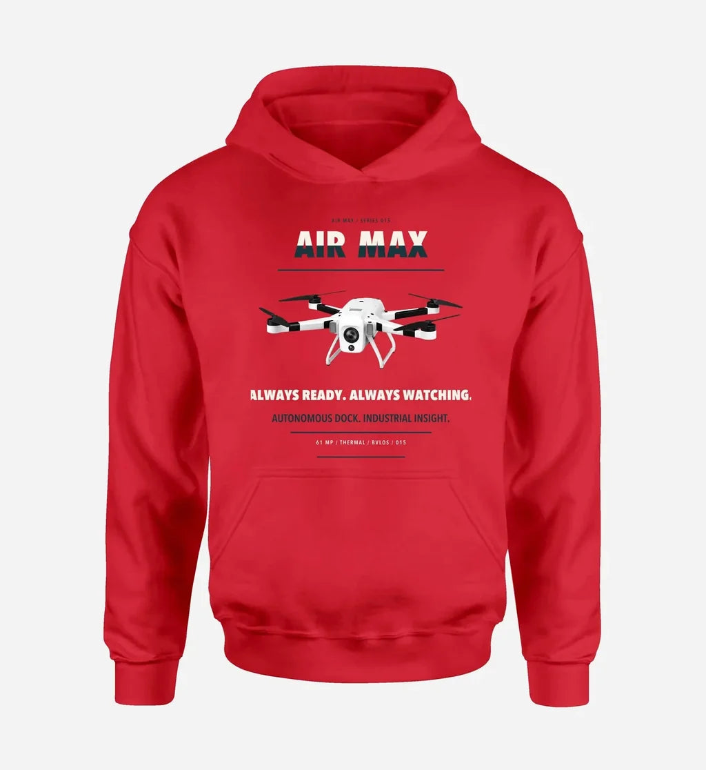 Percepto Air Max design on red hoodie single side