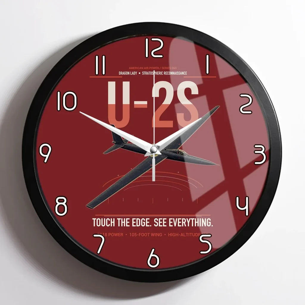 U-2S Dragon Lady design on dark red framed wall clock