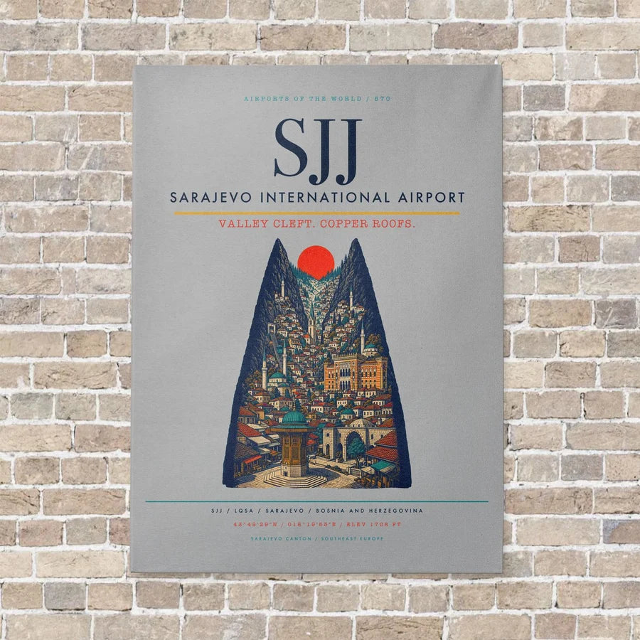 Sarajevo International Airport SJJ - Canvas No Frame - Light Gray