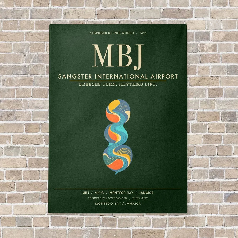Sangster International Airport MBJ - Canvas Framed - Dark Green
