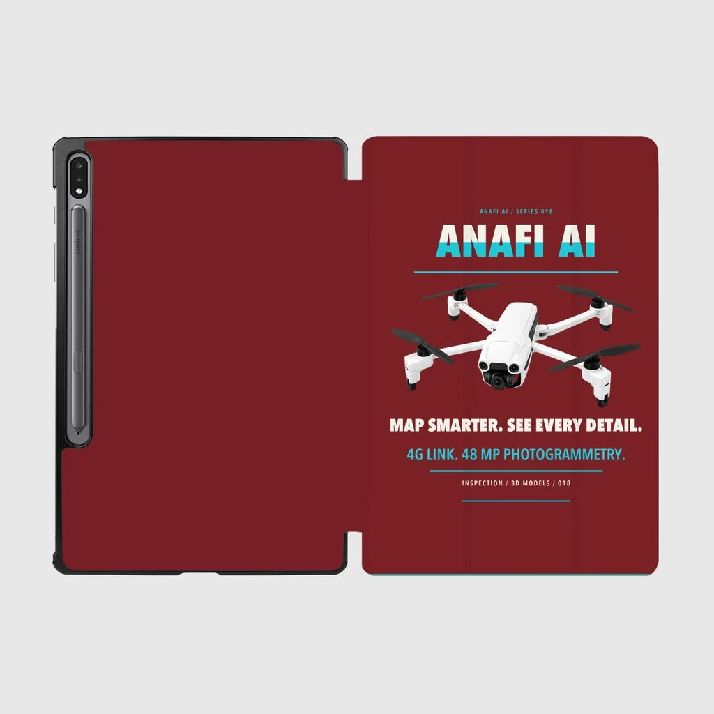 Parrot ANAFI Ai design on dark red samsung tablet tablet case