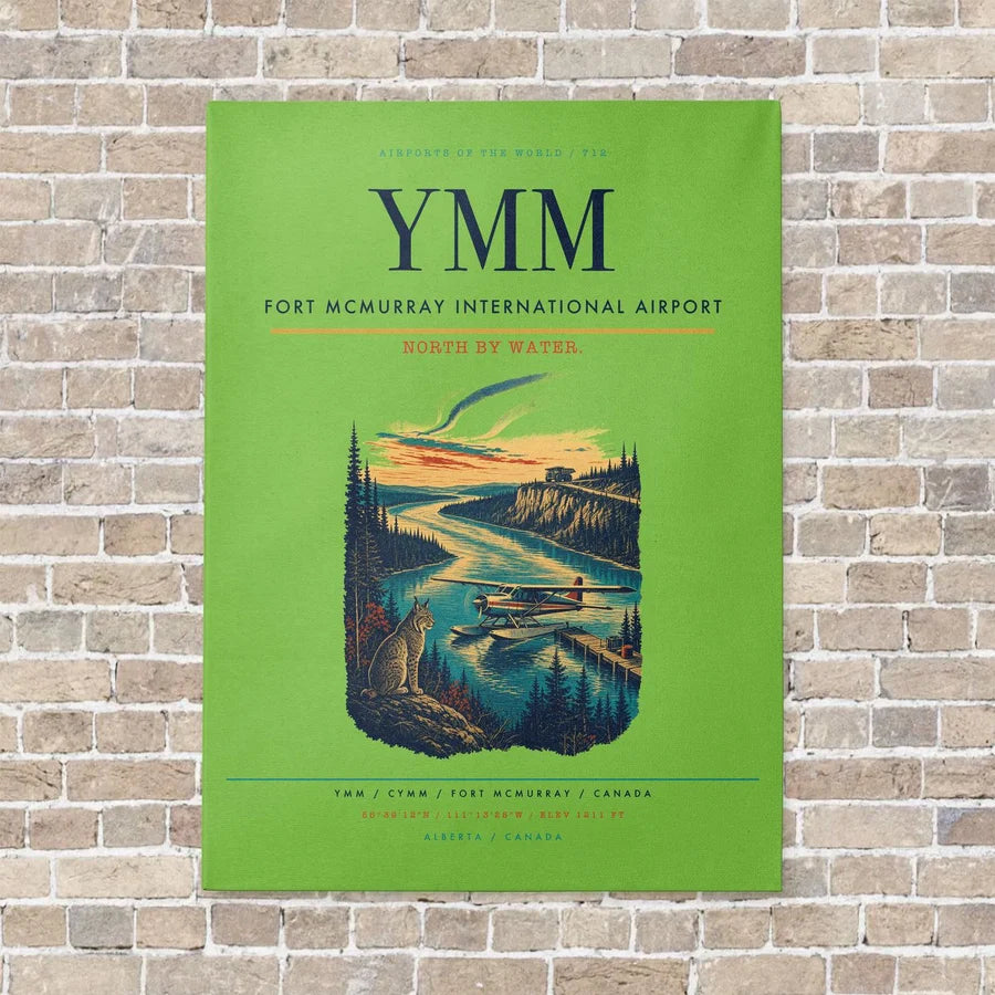 Fort McMurray International Airport YMM vertical canvas print - no frame - light green background