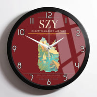 Thumbnail for Olsztyn-Mazury Airport (SZY) design on dark red framed wall clock