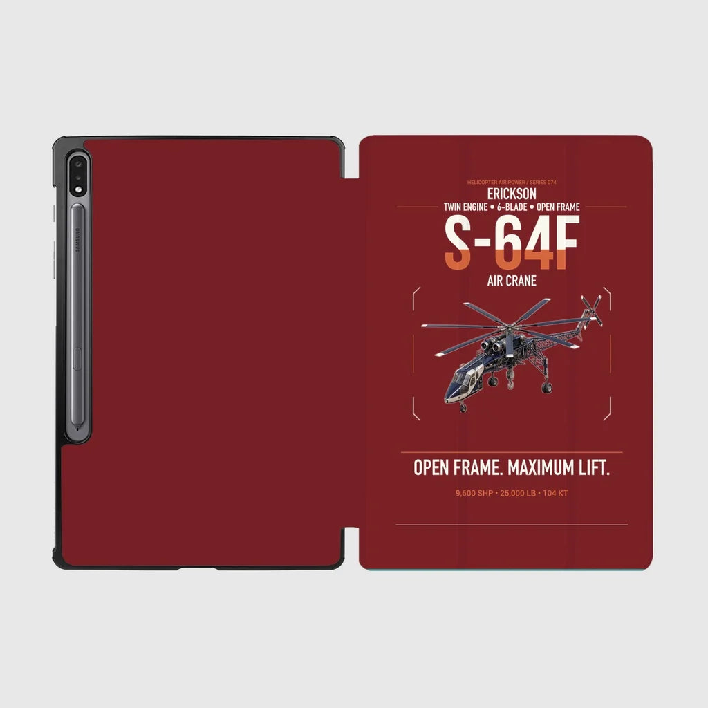 Erickson S-64F Air Crane design on dark red samsung tablet tablet case