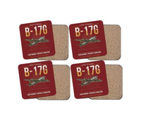 Thumbnail for B-17G Flying Fortress design on dark red 4 pieces set coaster