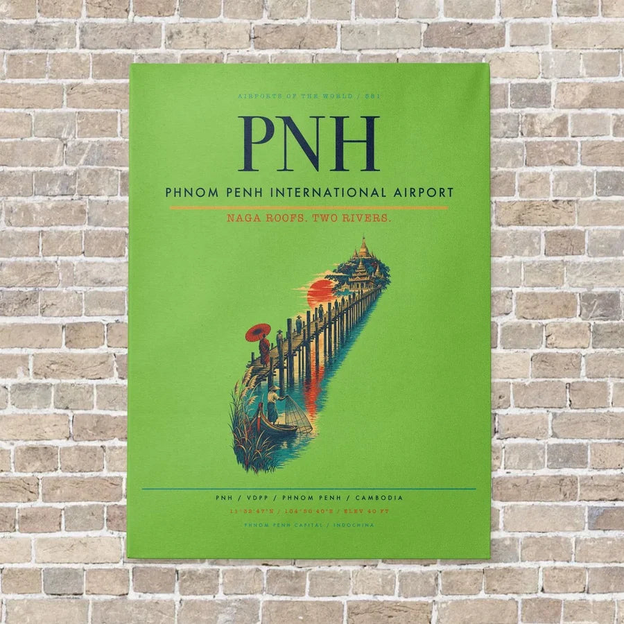 Phnom Penh International Airport PNH vertical canvas print - no frame - light green background