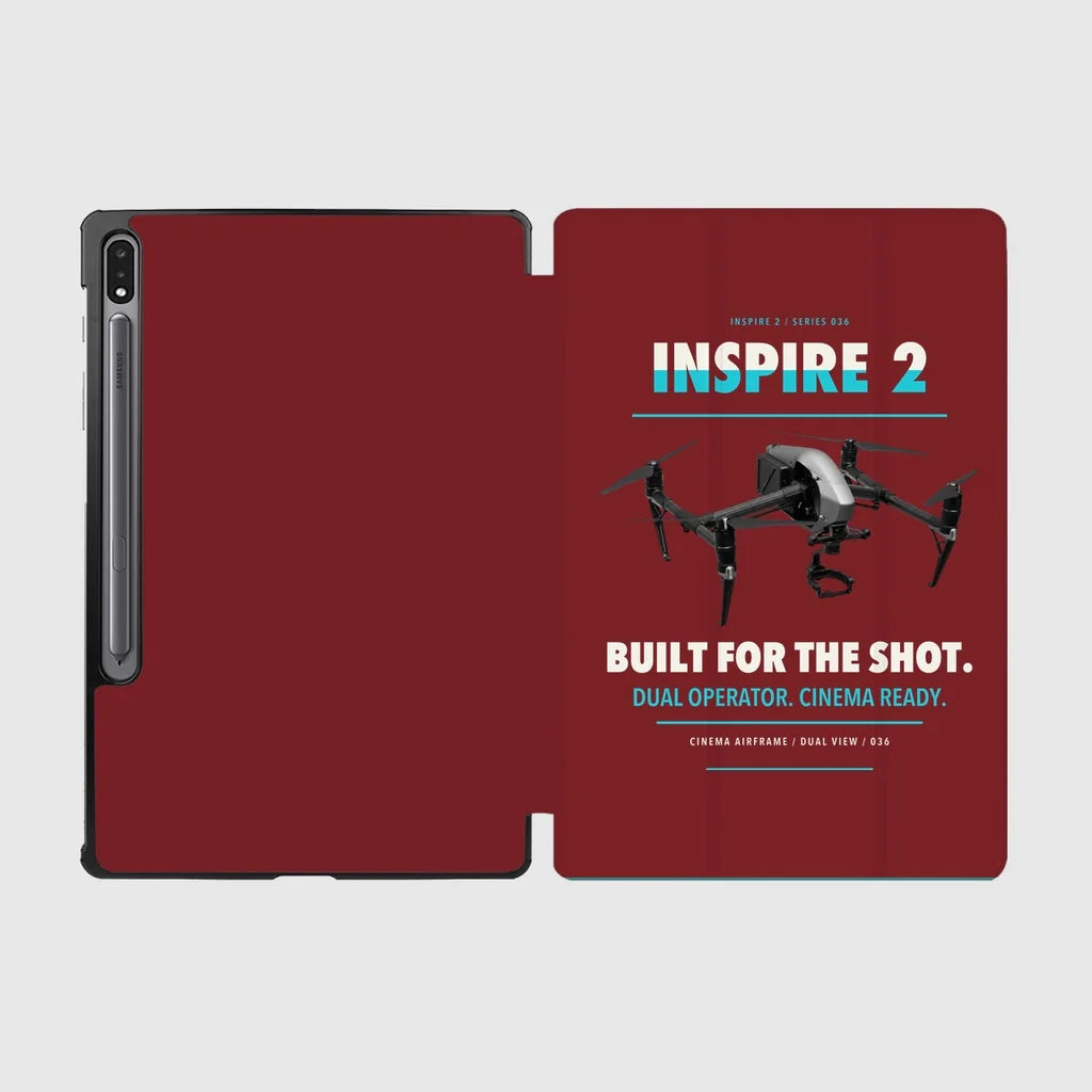 DJI Inspire 2 design on dark red samsung tablet tablet case