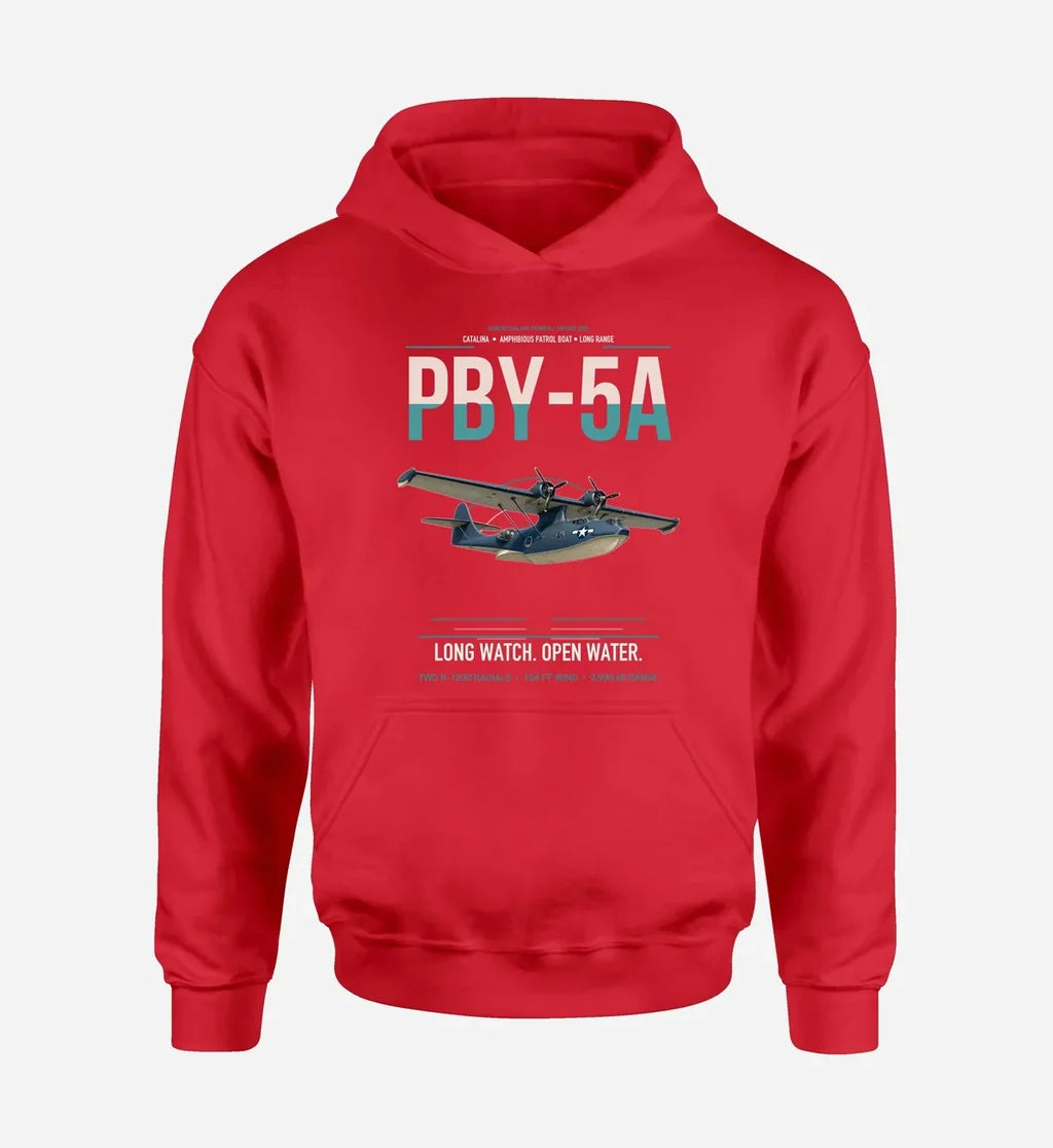 PBY-5A Catalina design on red double-side hoodie, single-side print