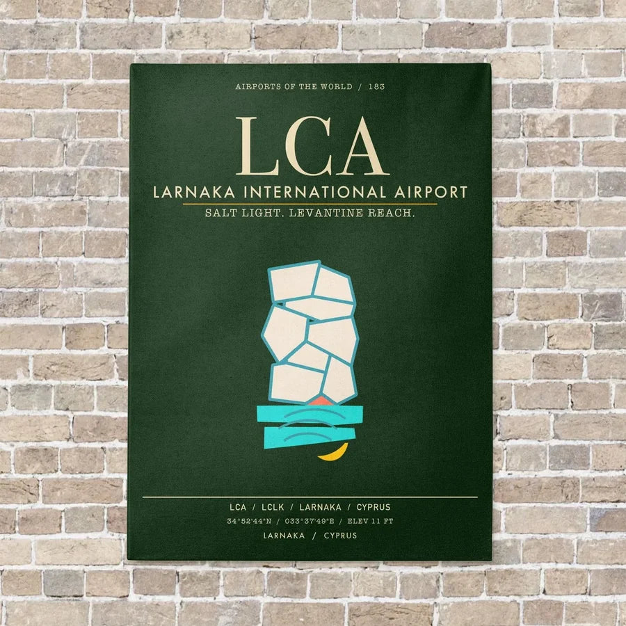 Larnaka International Airport LCA - Canvas Framed - Dark Green