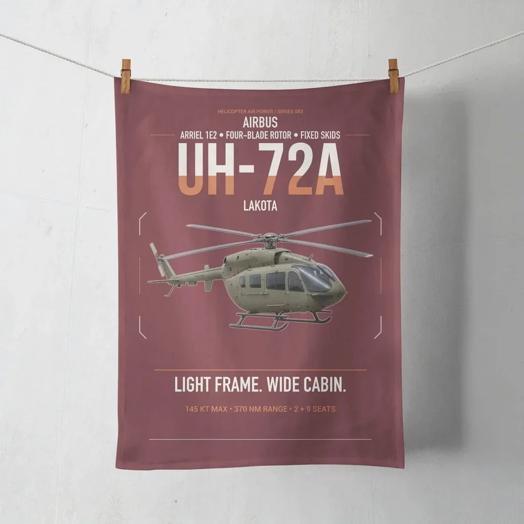 Airbus UH-72A Lakota design on dark red towel
