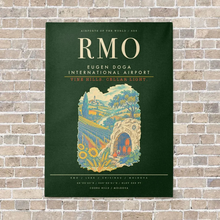 Chisinau Eugen Doga International Airport RMO - Canvas Framed - Dark Green