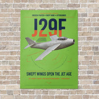 Thumbnail for Saab J 29F Tunnan vertical canvas print - no frame - light green background