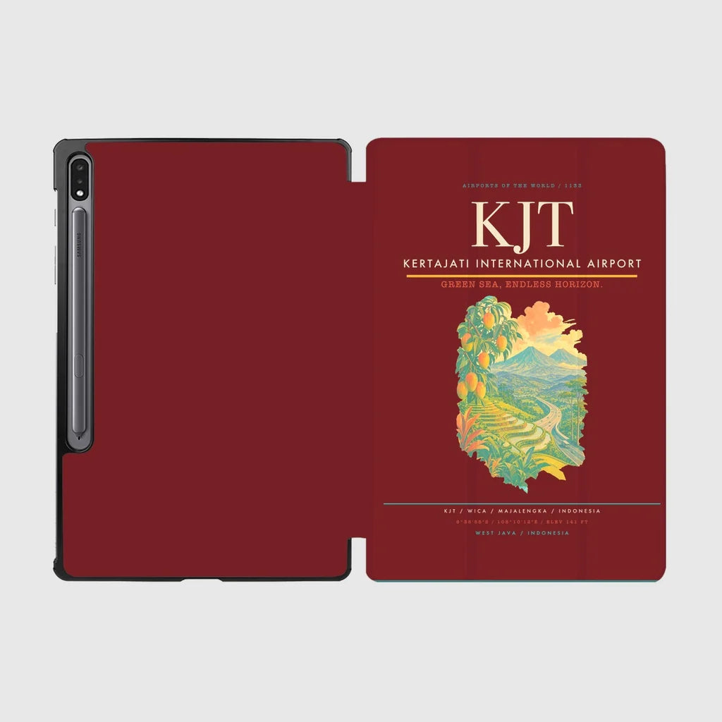 Kertajati International Airport (KJT) design on dark red samsung tablet tablet case