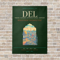 Thumbnail for Indira Gandhi International Airport Delhi DEL - Canvas Framed - Dark Green