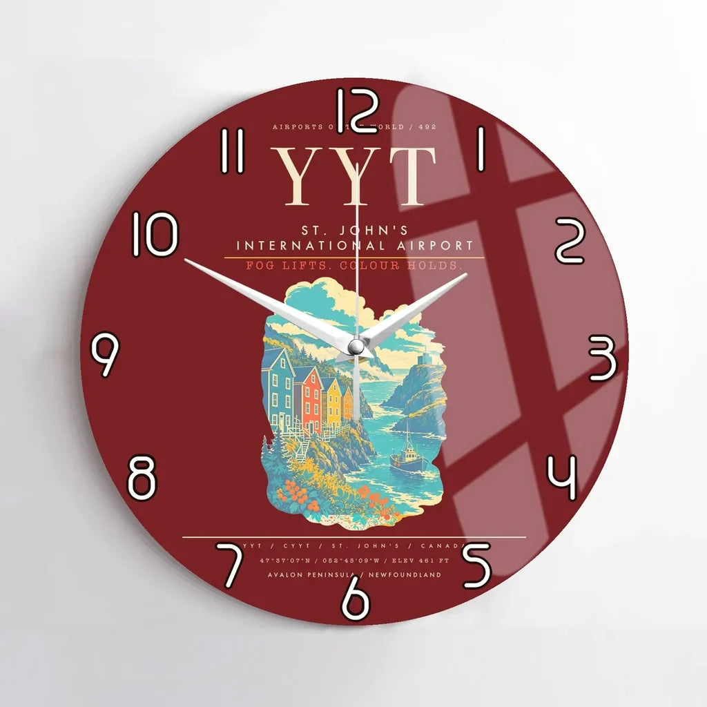 St. John's International Airport YYT Wall-Clock No-Frame - Dark Red