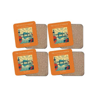 Thumbnail for The Salt Flat Mirror - Designed Coasters design on orange 4-pieces-set