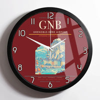Thumbnail for Grenoble-Isère Airport (GNB) design on dark red framed wall clock