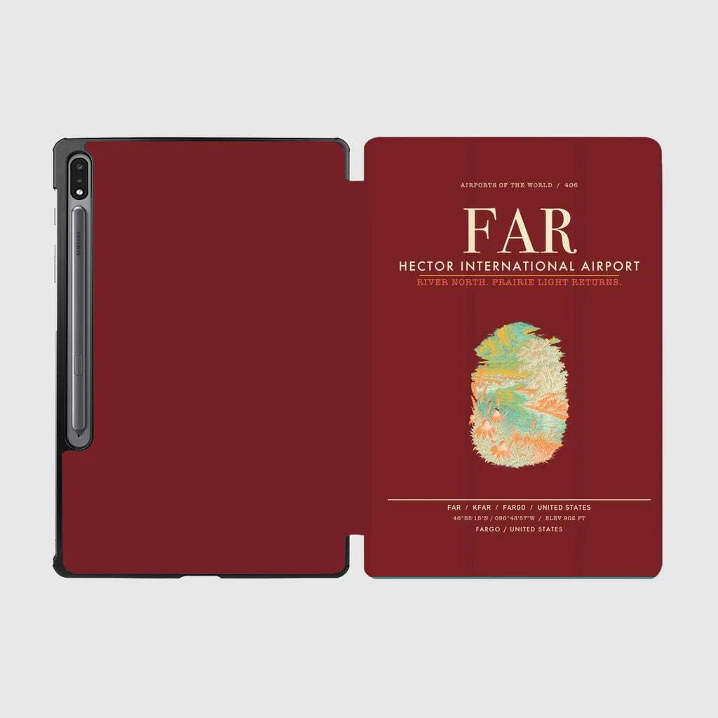 Hector International Airport (FAR) design on dark red samsung tablet tablet case