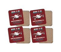 Thumbnail for DJI Mini 2 SE design on dark red 4 pieces set coaster