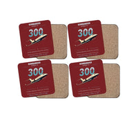 Thumbnail for Bombardier Challenger 300 design on dark red 4 pieces set coaster