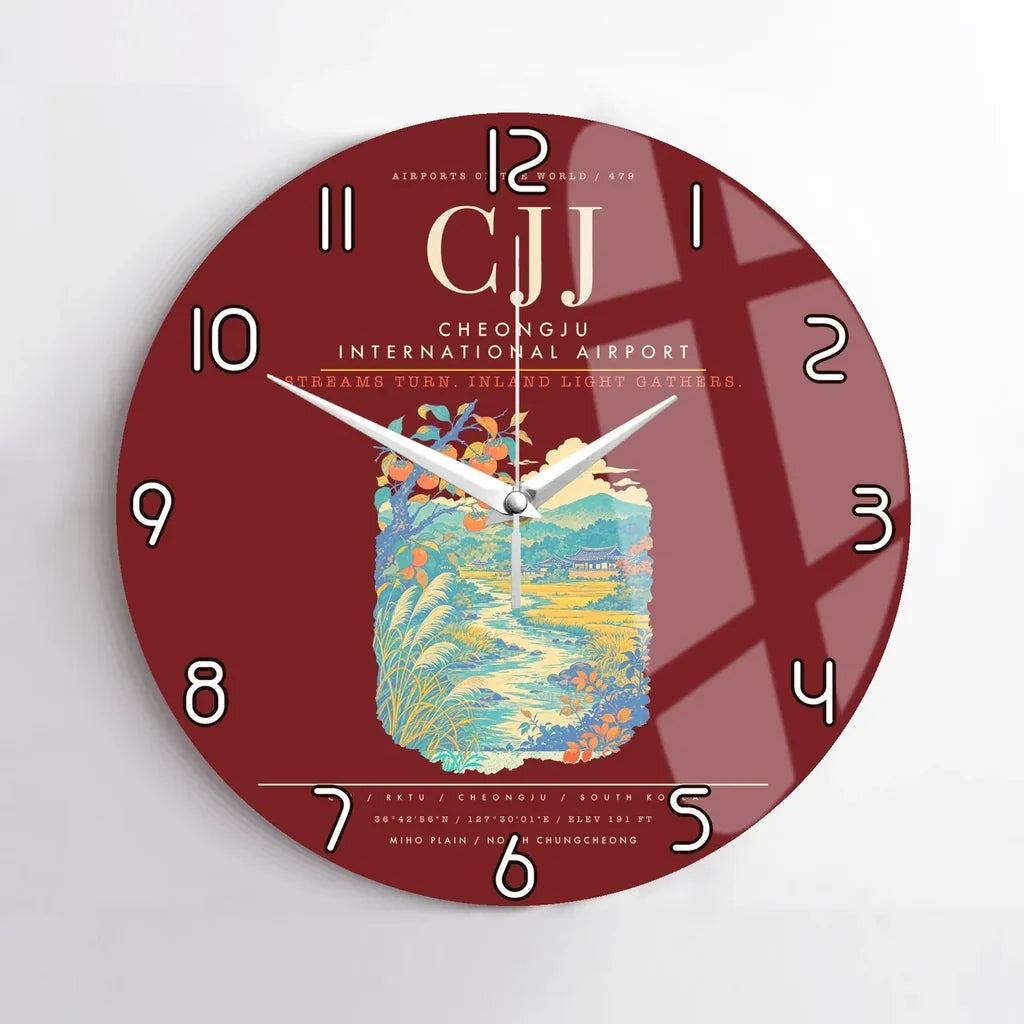 Cheongju International Airport CJJ Wall-Clock No-Frame - Dark Red