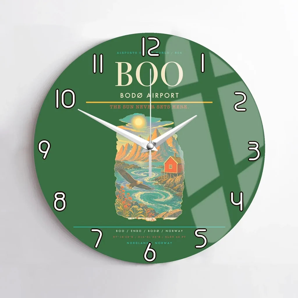 Bod Airport BOO Wall-Clock No-Frame - Green