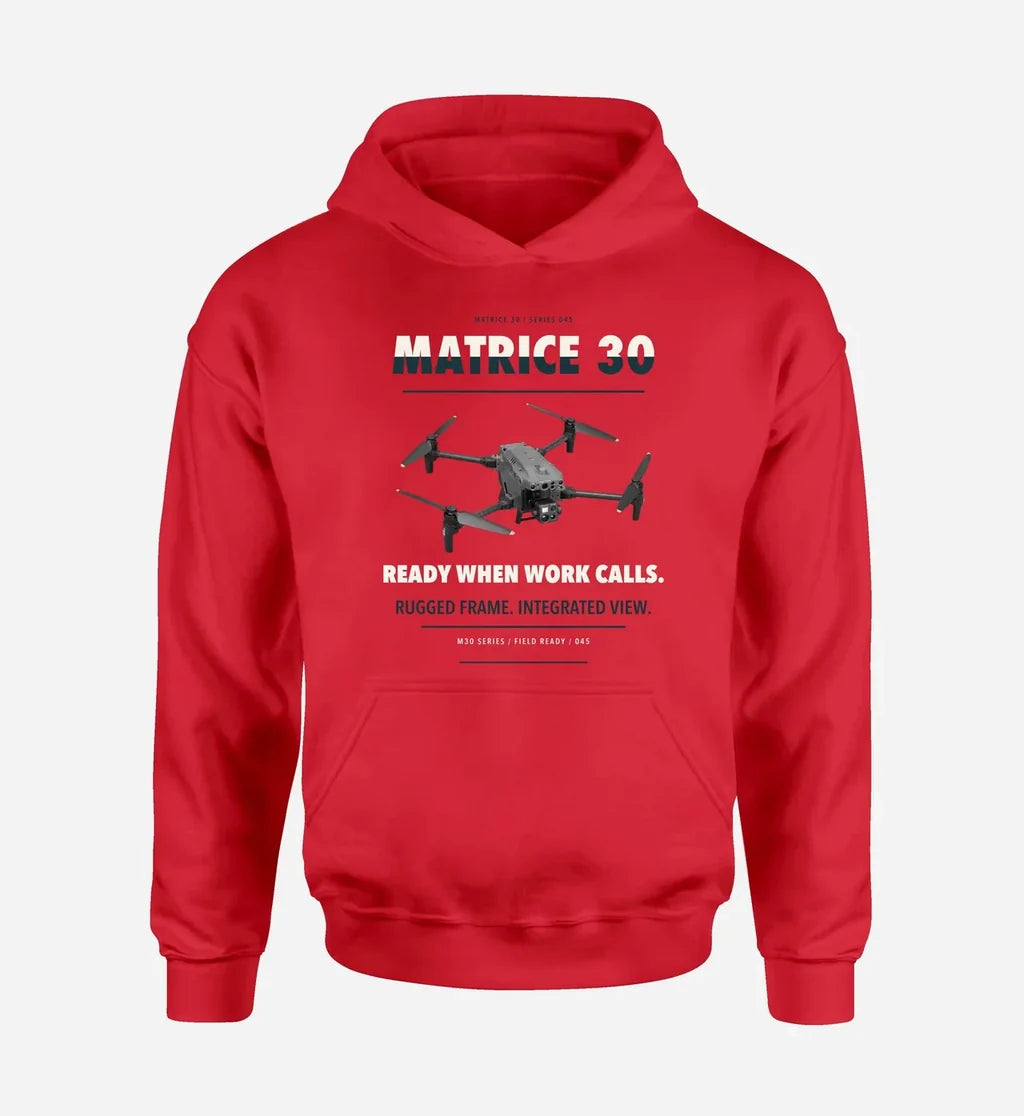 DJI Matrice 30 design on red hoodie single side