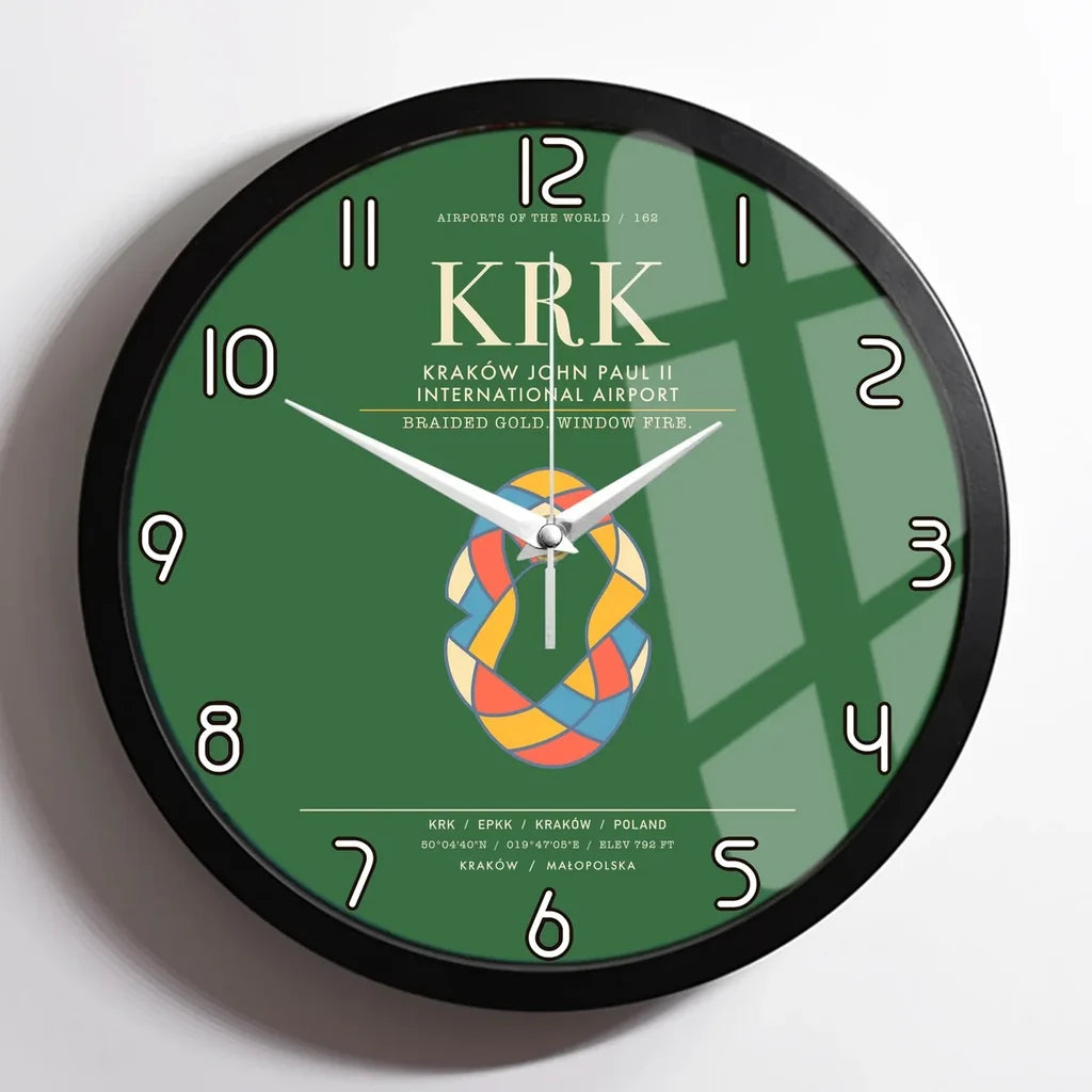 Krakow John Paul II International Airport KRK Wall-Clock Framed - Green