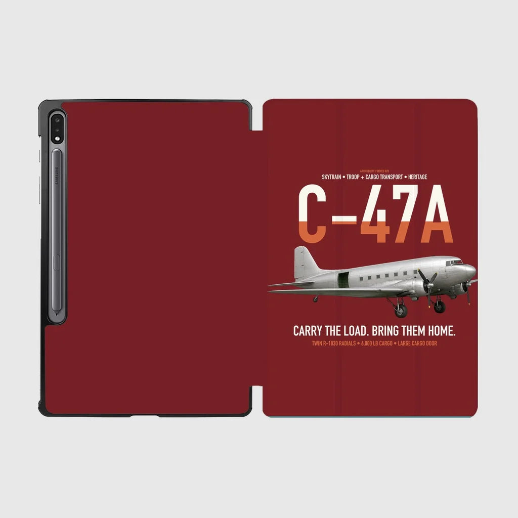 C-47A Skytrain design on dark red samsung tablet tablet case